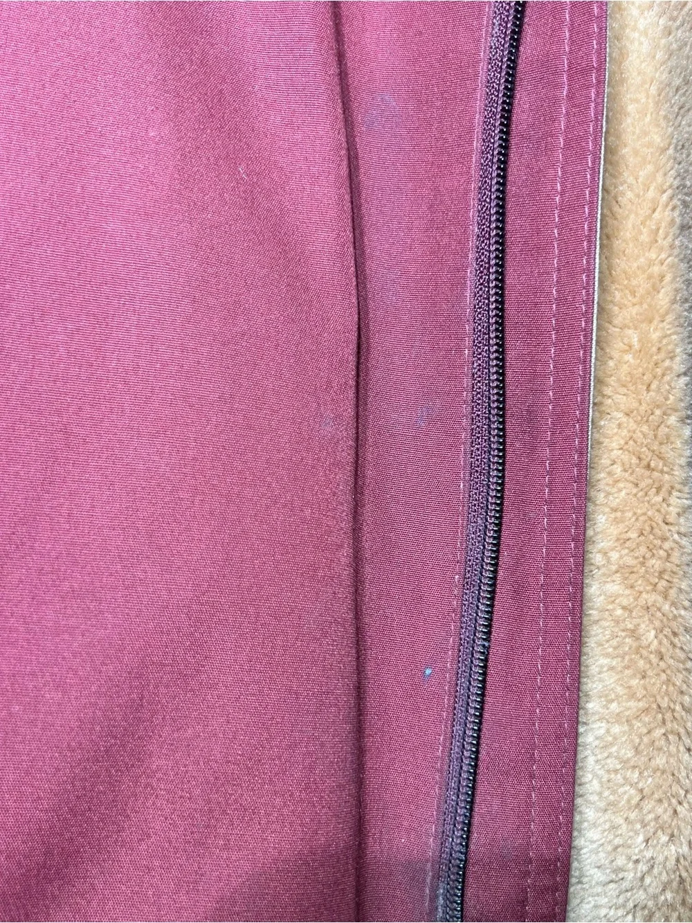 London Fog Men's Rust-Red Bomber Jacket with Tan Lining and hood